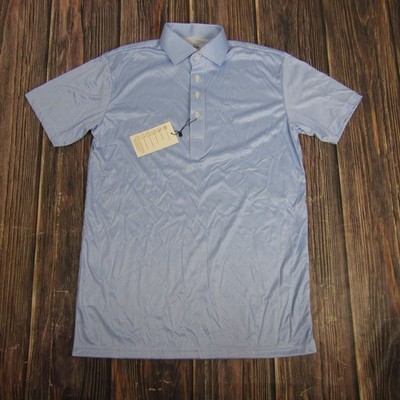 Collars & Co Polo Shirt Mens Small Blue Houndstooth Dress Collar Golf Top