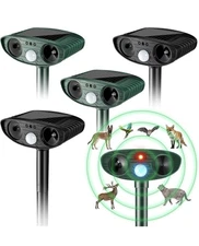 Ultrasonic Animal Repellent Outdoor Solar Powered Repeller Cat Dog Deer 4 Pack