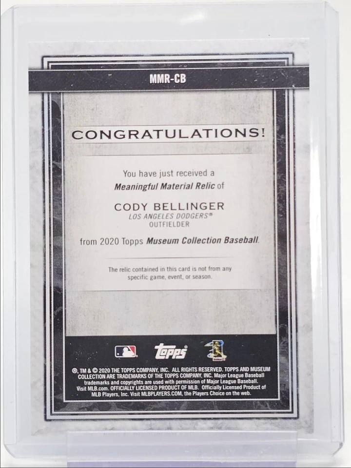 CODY BELLINGER 2020 TOPPS MUSEUM COLLECTION PATCH GOLD 01/50 Q1454 - Image 2 of 2