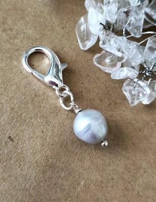 Silver Pearl Bag Charm Keychain Key Ring Zipper Pull Ocean Lovers Gift Idea