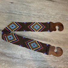 Wood Clasp Elastic Bead Belt boho eclectic gypsy southwest Colorful