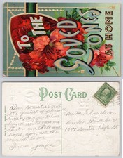 1910 Embossed Floral "To The Loved Ones At Home" Postcard Germany