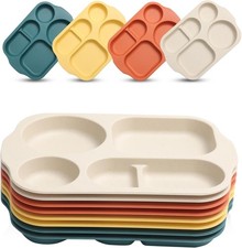 12 Inch 8PCS Unbreakable Divided Plates Kids Adults Wheat Straw Dividers Plates