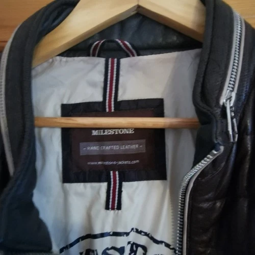 Great dark brown leather jacket Milestone men's size 54/XL hardly worn NP €299 image 3