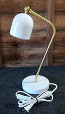 Evolution Lighting Brass Arm White Enamel Shade  & Base Desk Lamp 20499