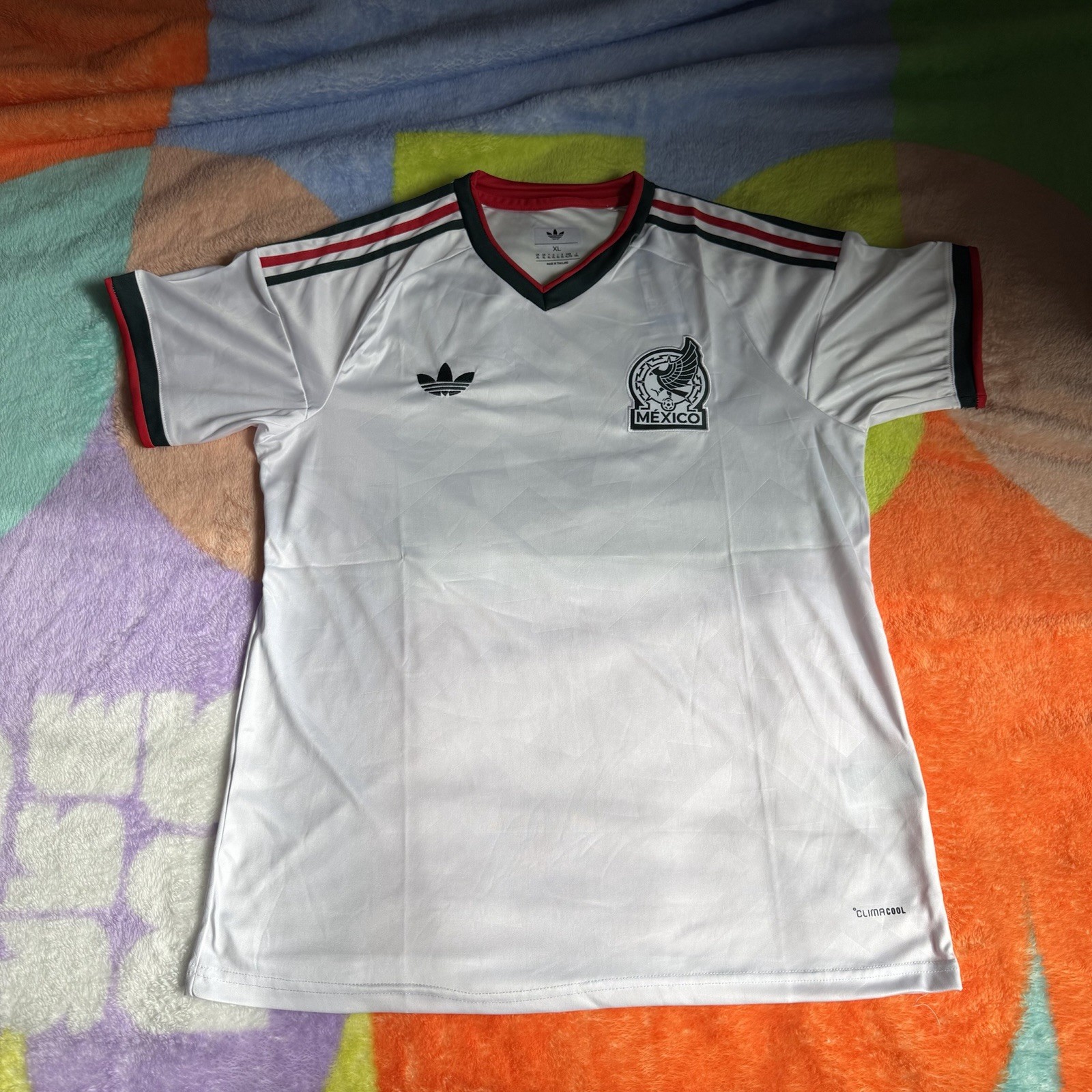 adidas Mexico National Team Soccer Jersey White Red Green Black XL