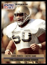 1991 Pro Set Chris Zorich Notre Dame Fighting Irish #33