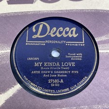Artie Shaw &ndash; My Kinda Love 10" Shellac Record 1951 Decca Jazz 78 RPM