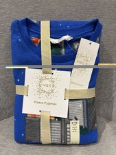 M&S Boys Blue Fleece Xmas Dinosaur ‘Tokyo’ Pyjamas, Age 9-10 BNWT