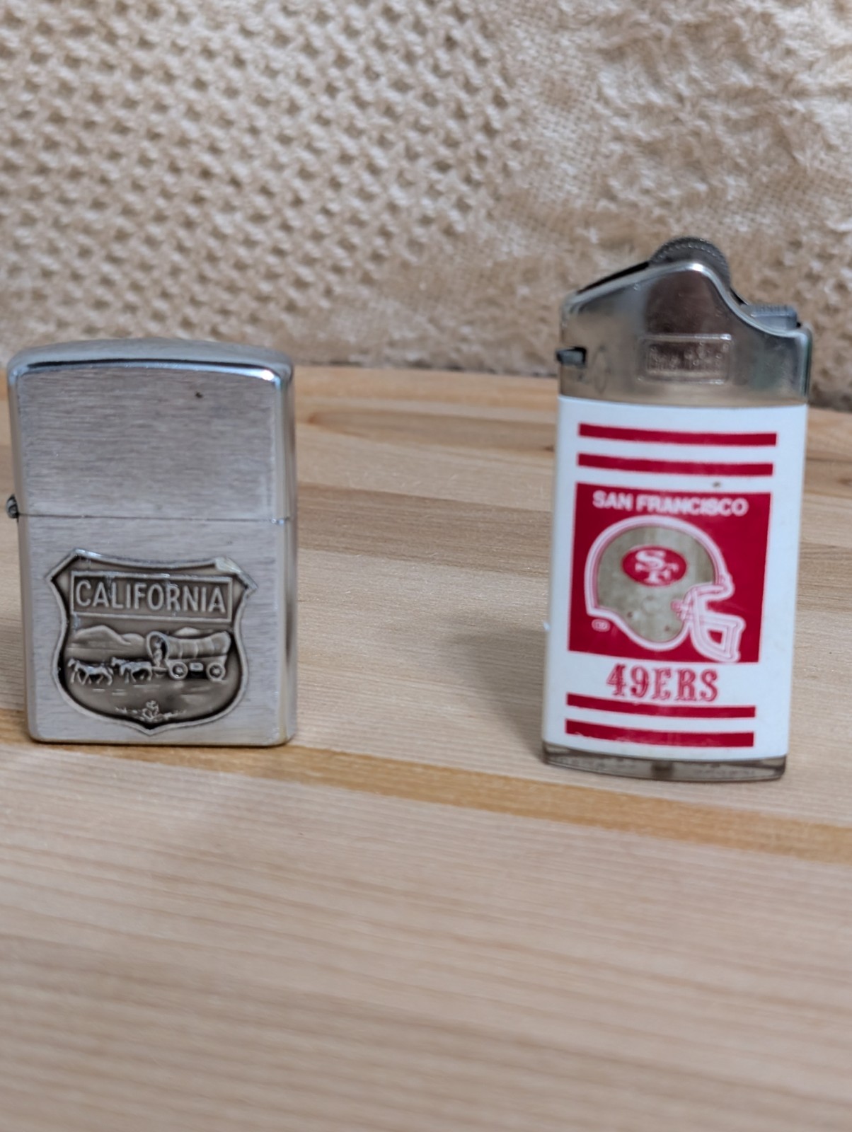 S 49ers Lighter & Calif. Silvertone Flip Lighter Both Non