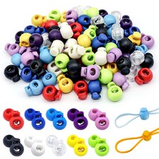 JJYHEHOT 100Pcs Spring Cord Lock, 0.67x0.59 inch / 18x15mm, Multicolored