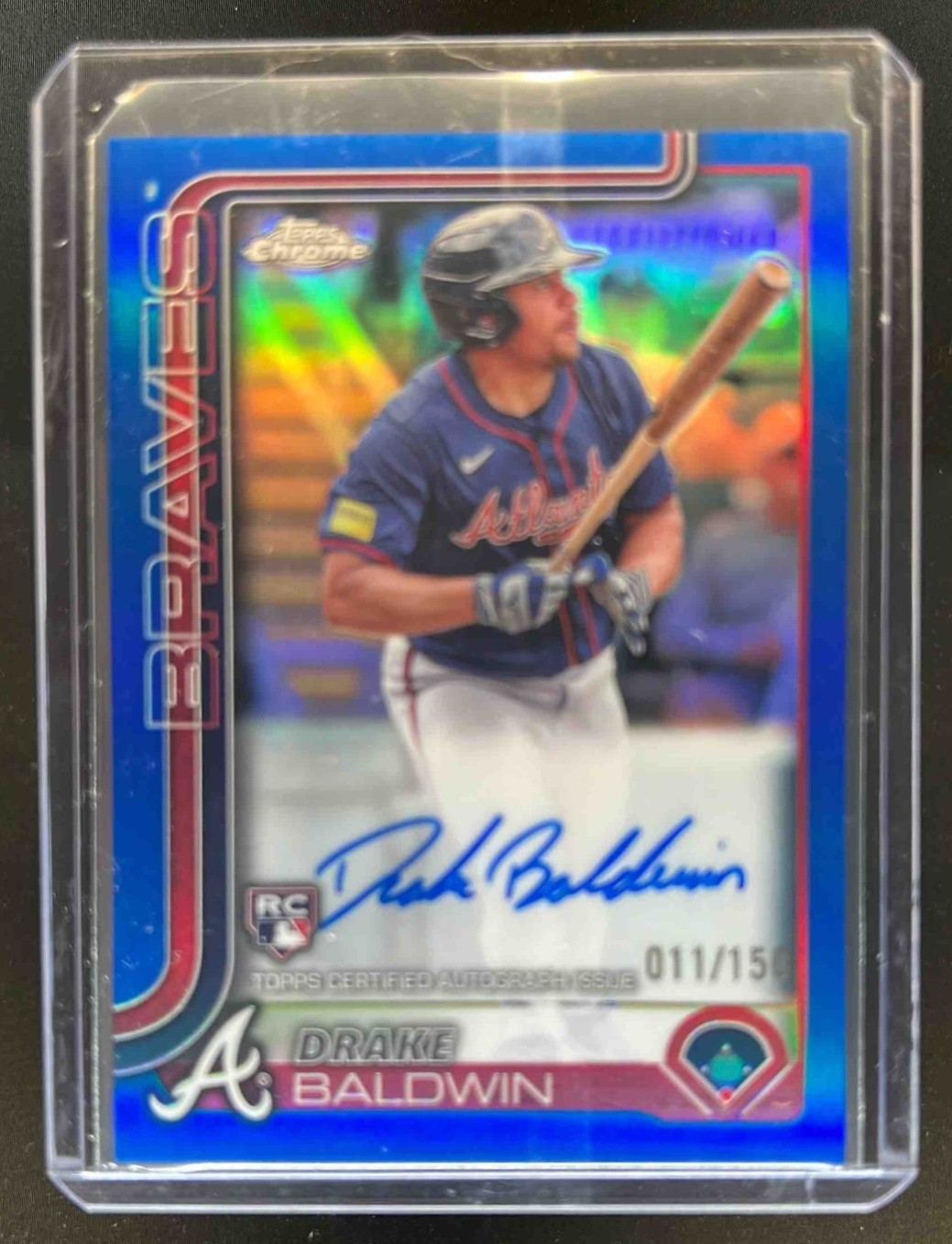 2025 Topps Chrome Drake Baldwin Rookie Auto RC Blue Refractor #11/150 Braves