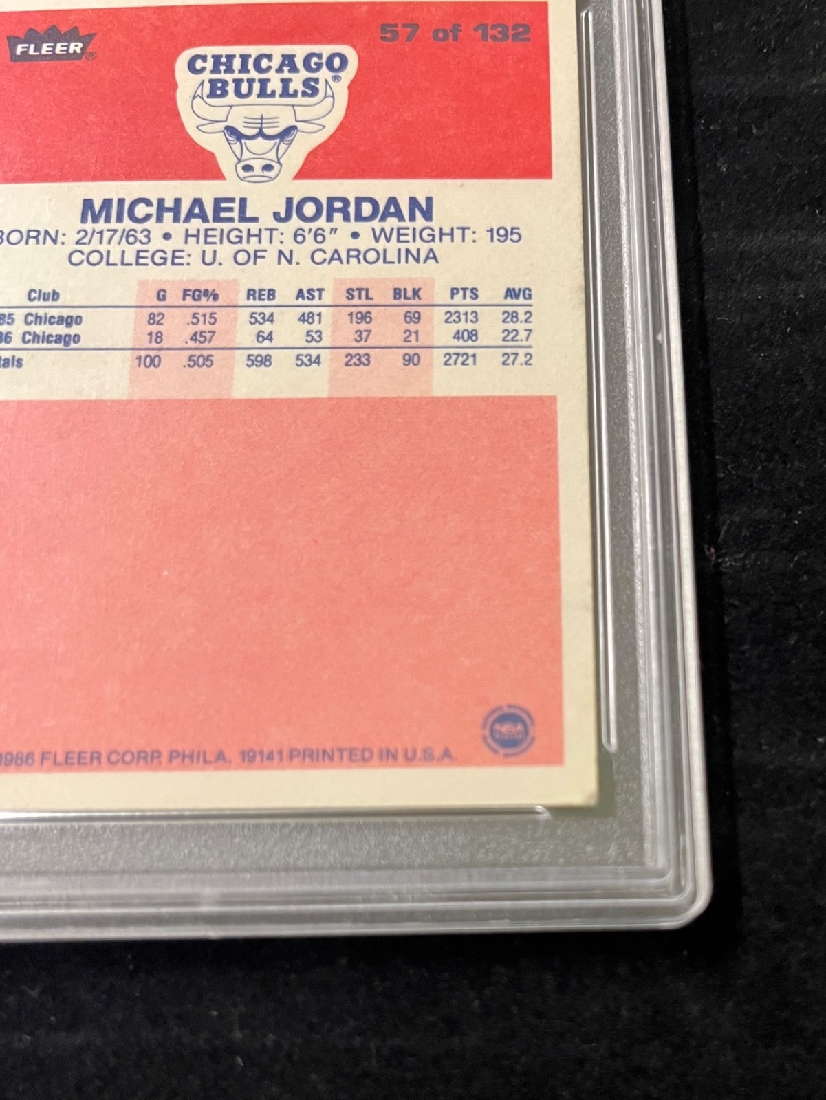 1986-87 FLEER MICHAEL JORDAN #57 ROOKIE CARD RC PSA 1.5 CENTERED view 10