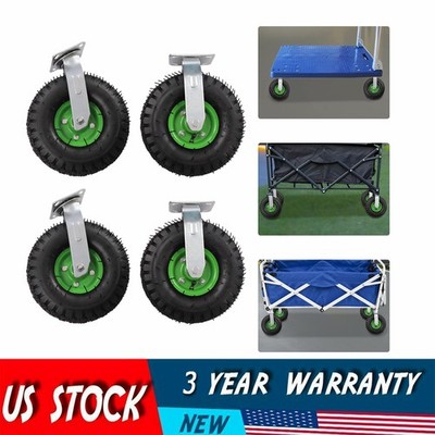 10'' Pneumatic Heavy Duty Air Tire Wheels - 4 Pack Swivel  Casters