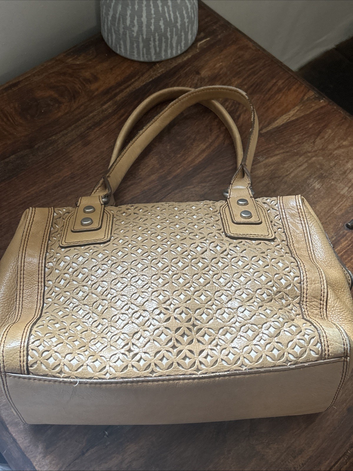 Fossil "Marlow" Leather Perforated Satchel/Shoulder Bag R458 image 7