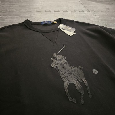NWT Men's Polo Ralph Lauren Crewneck Pullover Sweatshirt Big Pony Black  0008