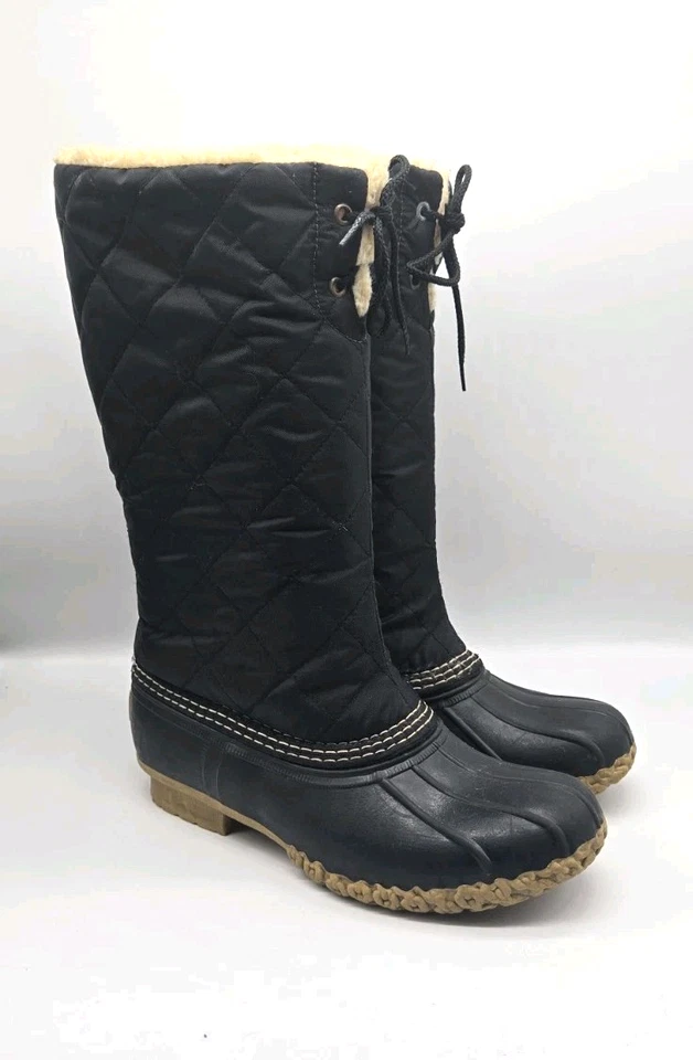 L.L. Bean Bean загрузки женщин 8 черный выстеганный шерпа с подкладкой зимние туфли утка - Изображение 3 из 4