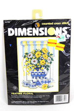 Dimensions 1998 Counted Cross Stitch Kit 6790 Teatime Floral New  Sealed