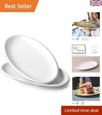 Timeless 14" Soft White Serving Platters - Elegant for Parties & Gatherings
