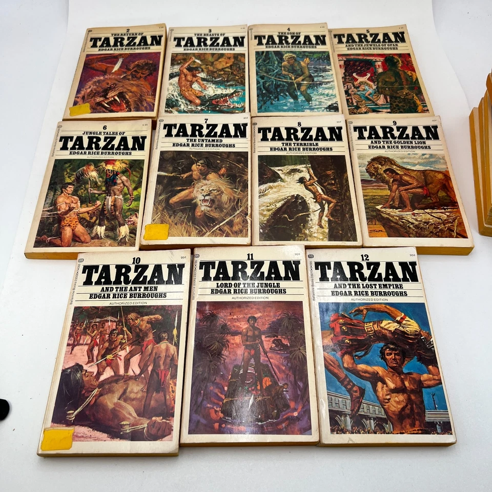 Tarzan-Edgar Rice Burroughs Set #2 - 24 Ballantine White Cover Missing #1 Foto 2 de 4