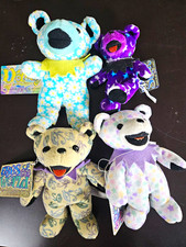 Liquid Blue Grateful Dead Dancing Bears Beanbag Plush Lot of 4 w/ Tags