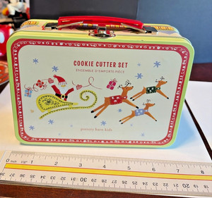Pottery Barn Kids Christmas Cookie Cutter Set Tin Santa Reindeer Tree PBK