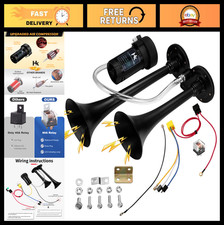 Super Loud 150dB Dual Trumpet Air Horn Kit with Compressor for Trucks, Boats, 12