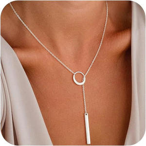 Authentic Lariat Gold Necklaces for Women Trendy Dainty Long Necklace 14K Gold Plated/Silv