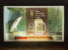 RARE VTG 1960s BLATZ Beer 3D TROUT FISHING Advertising Bar Light Sign Shadow Box