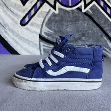 Size 8c - Vans Sk8-Mid V Shoes Kids Blue Suede Reissue Skate Sneakers