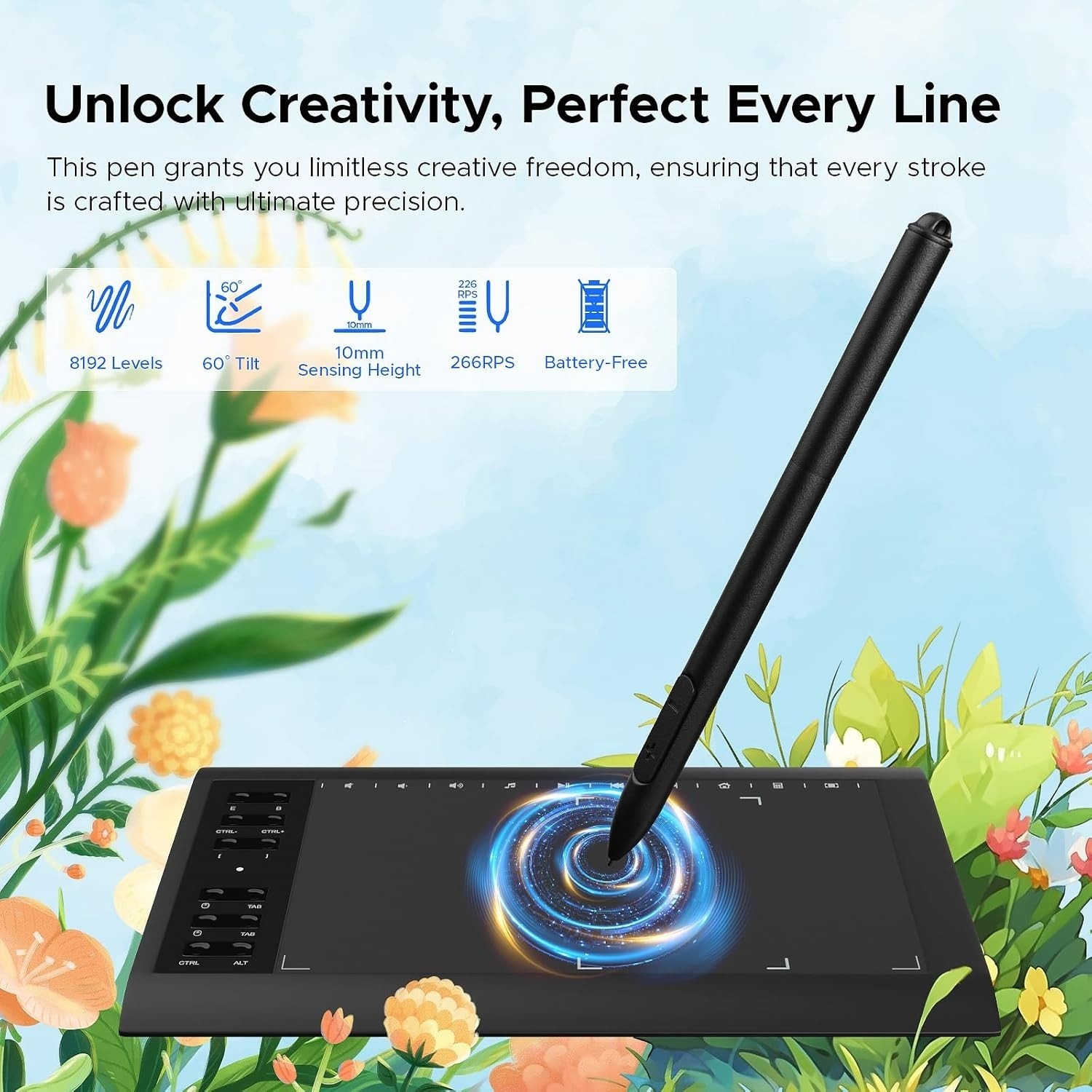 Graphic Drawing Tablet, 10x6.25 Inch,Digital Graphics Tablets for PC and Comp...