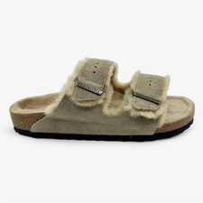 Birkenstock Arizona Shearling Taupe Womens Narrow Soft Footbead Clog