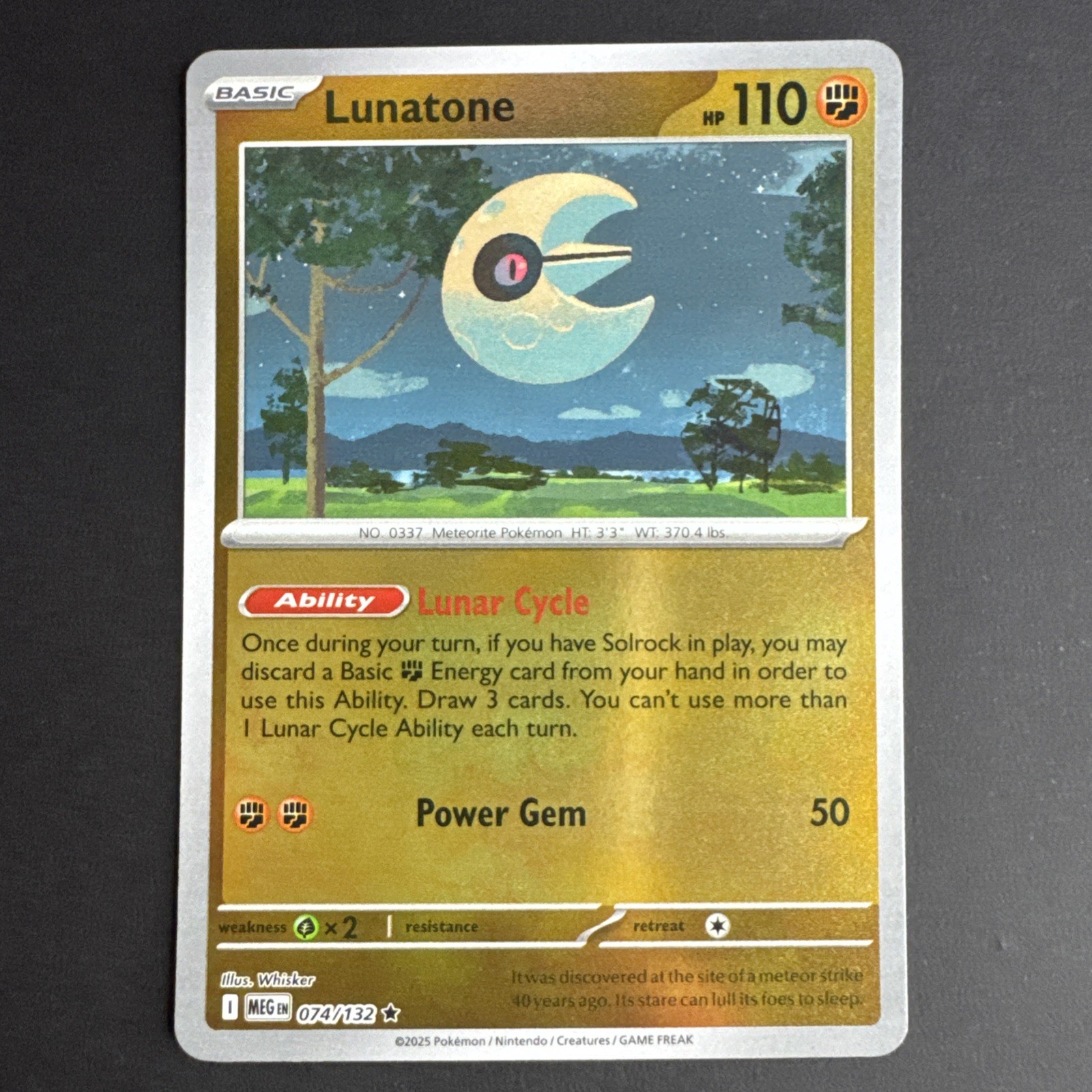 Pokemon 2025 ME01: Mega Evolution Lunatone 74/132 Reverse Foil