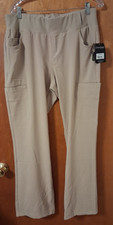 Cherokee iFlex Beige Scrub Pants Women's L x 30" Pull-On Pockets Comfort Wicking