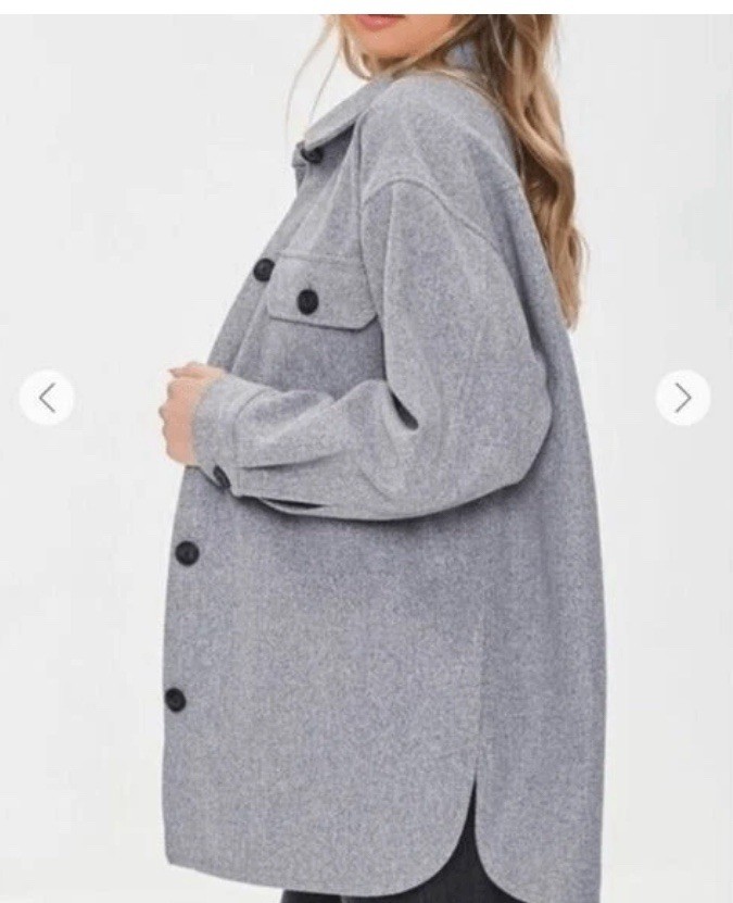 Forever 21 Women’s Gray Button Down Oversized Jac… - image 2