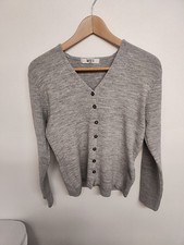 IMPULSE LONDON Grey Marl Ribbed Knit Cardigan Top V-Neck Size Large 12 14)