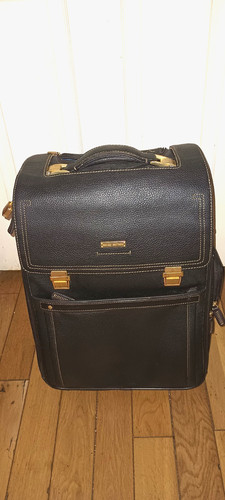 Brooks Brothers Brown Leather Rolling Carry-On Nice, Free Shipping!