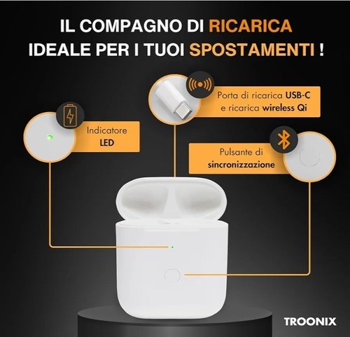 Custodia di ricarica compatibile con Air-Pods 1 e 2 Generazione, USB-C, Wireless - Foto 2 di 10