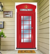 English Phone Booth Backdrop Door Cover Large Fabric Red Telephone Box NEW