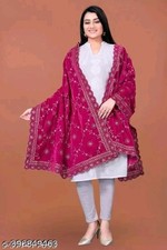 Pink Embroidery Velvet Dupatta For Bride And Women Velvet Shawl Odhani Veil