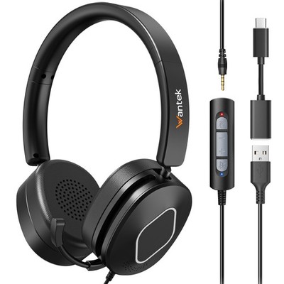 Wantek 3-in-1 Wired Headphone with Noise Cancelling Microphone Gaming Headset