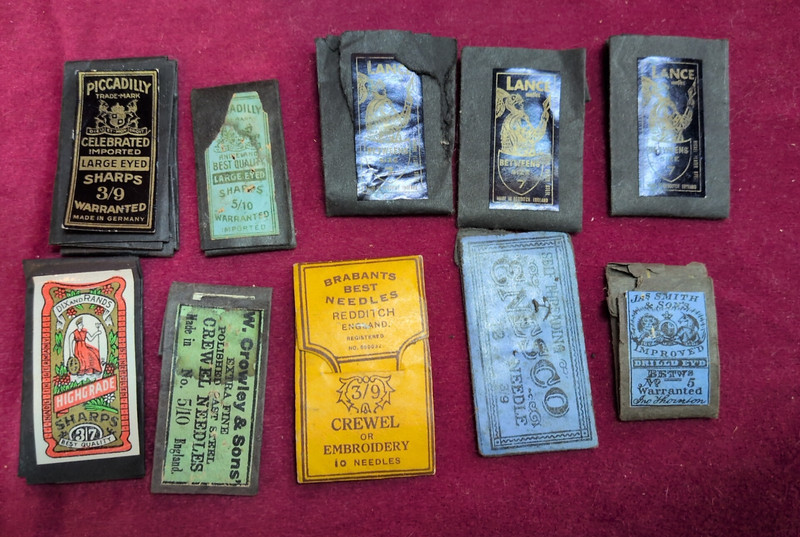 Lot of 10  Hand Sewing Needle Packets Antique & Vintage English VERY OLD