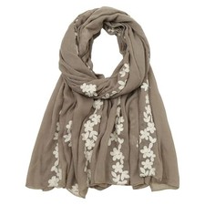 Boho Cotton Scarf for Women Lightweight Floral Fashion Flower Scarves Khaki