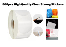 500pcs Clear Transparent Round Stickers Adhesive Circle Paper Seal Label Tape UK