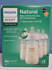 Philips Avent Glass Baby Bottle Natural 3-6m Medium - 4 Bottles - New, Open Box