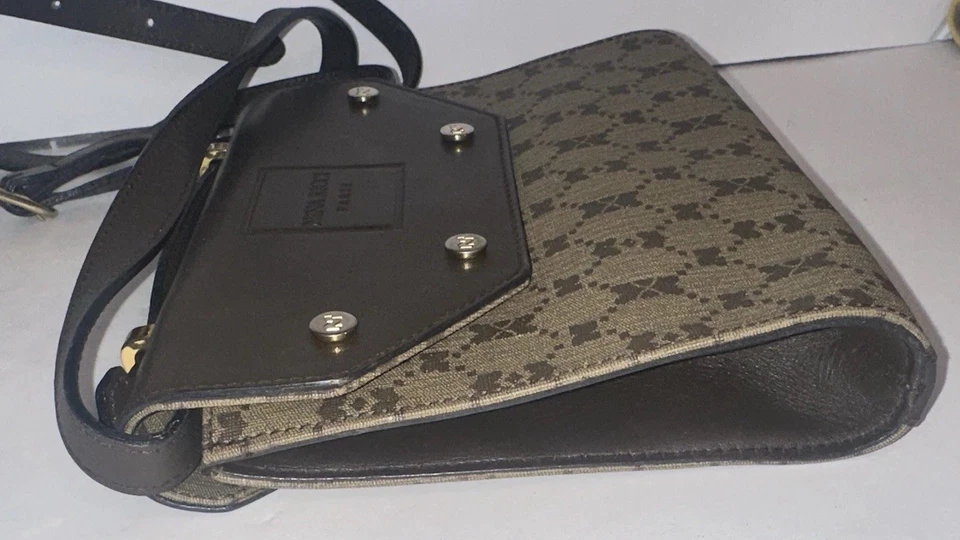 Bolso de Mano Bolso Bandolera Vintage Nina Ricci Cuero Marrón Lona Bolso para el Polvo Foto 4 de 4