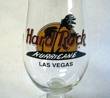 Tall Cocktail Glass HARD ROCK Hurricane LAS VEGAS Stemmed Curved 9-1/4 inch