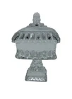 Vintage Jeanette Wedding Glass Box Pedestal Lidded Candy Dish  Frosted and Clear