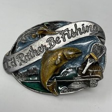 1985 SISKIYOU BUCKLE CO. - I'd Rather Be Fishing Belt Buckle - Williams OREGAN