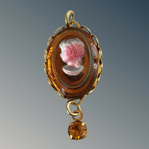 Vintage Cameo Clear Amber Iridescent 
